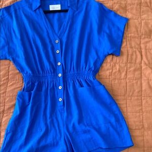 Love Tree Royal Blue Collared romper